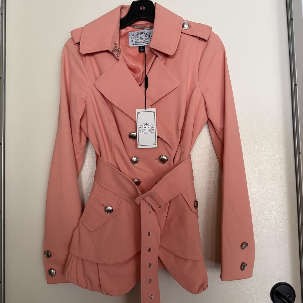 Blanc Noir Coral Double-Breasted Cotton Blend Trench Coat